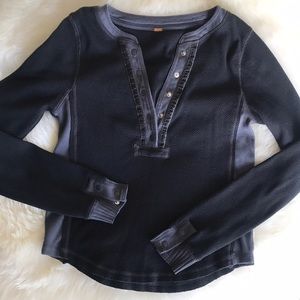 Free People Solid Carly Henley Long Sleeve